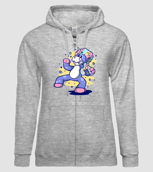 Unicorn beat model gri pe tricou