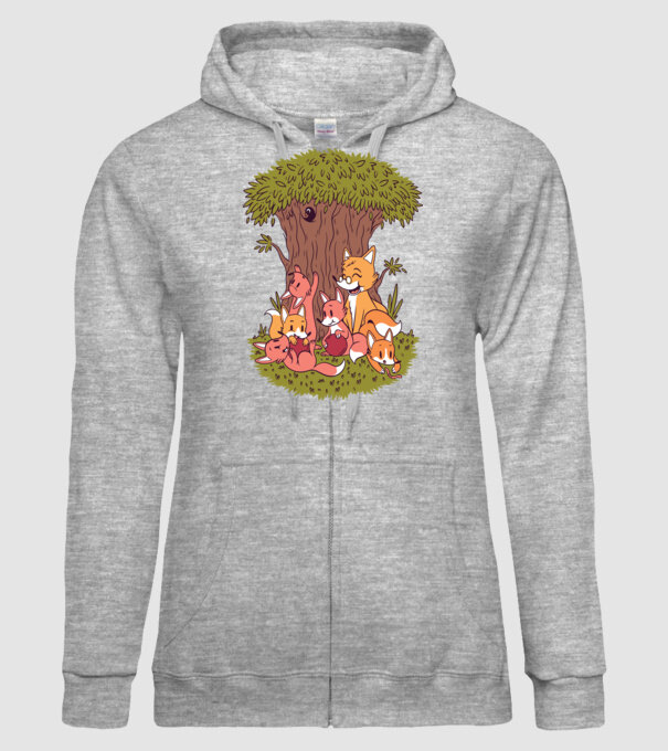 Familie Vulpe model gri pe tricou