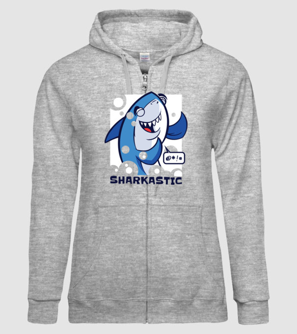 Sharkastic - Rechinul sarcastic model gri pe tricou