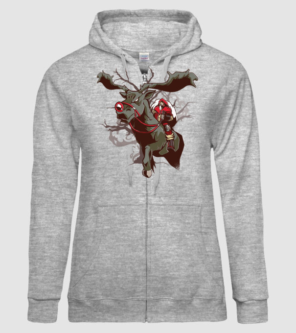 Cavaler Moș Crăciun pe ren model gri pe tricou