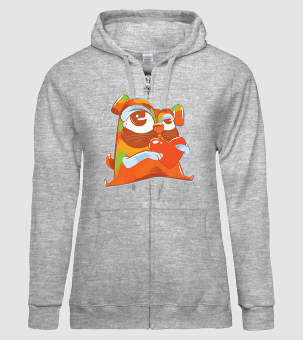 Mops colorat model gri pe tricou