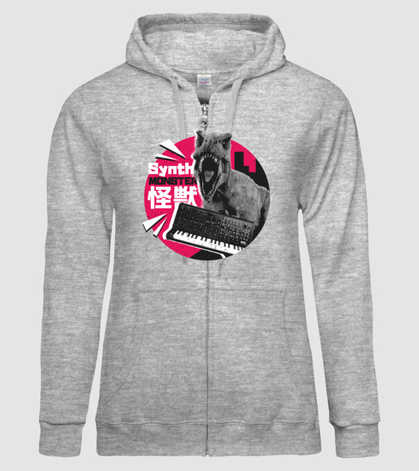 Dinozaur sintetizator model gri pe tricou