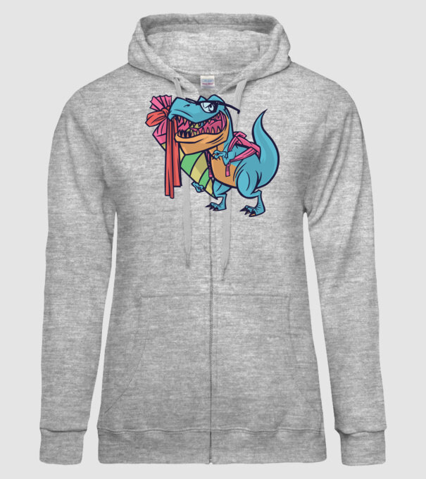 Elev T-rex model gri pe tricou