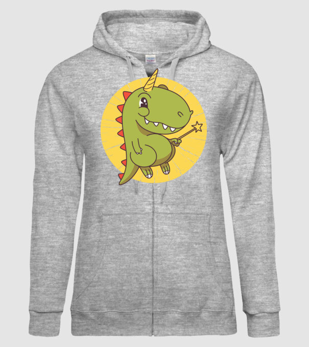 T-rex Unicorn cu baghetă magică model gri pe tricou