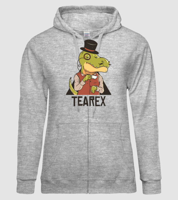 Tea Rex dinozaur cu ceai model gri pe tricou