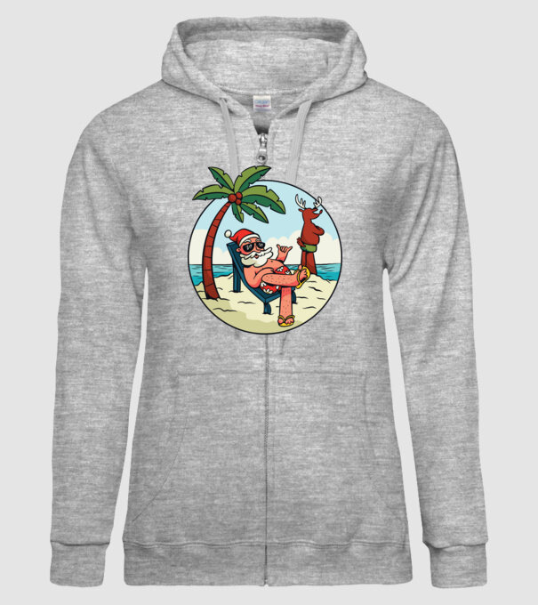 Moș Crăciun în vacanță de vară model gri pe tricou