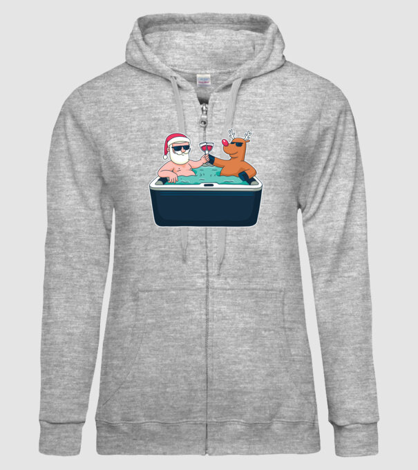 Moș Crăciun Ren în Jakuzi Relaxare de Crăciun model gri pe tricou