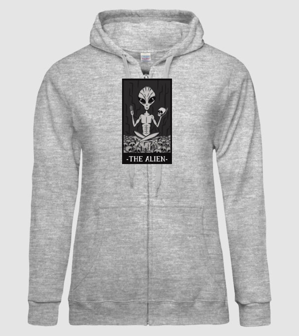 Extraterestru - Carte de tarot model gri pe tricou