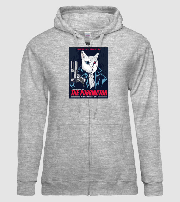 The Purrinator Pisică model gri pe tricou
