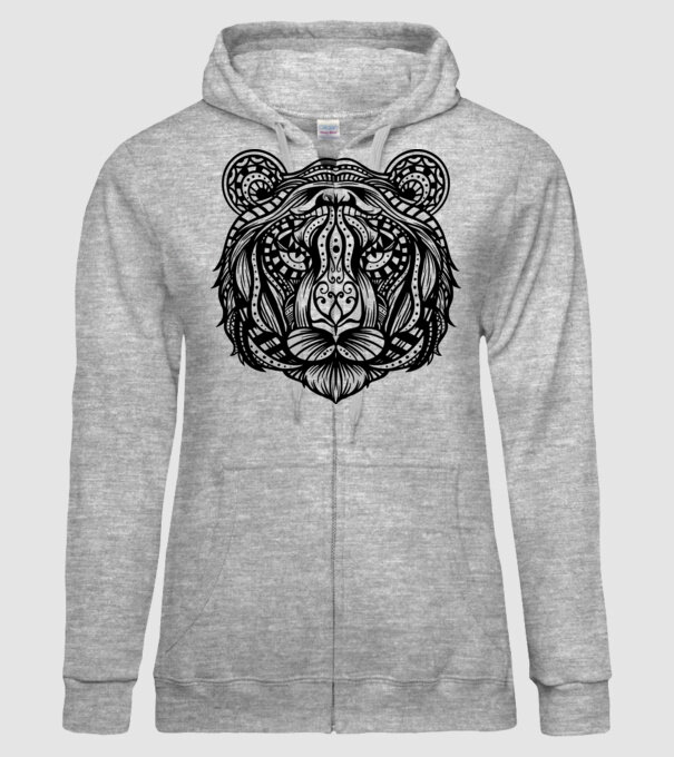 Tigru Mandala model gri pe tricou