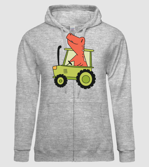 Tractor dinozaur model gri pe tricou