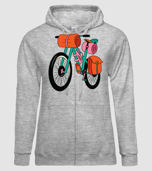 Bicicletă Drumeție model gri pe tricou