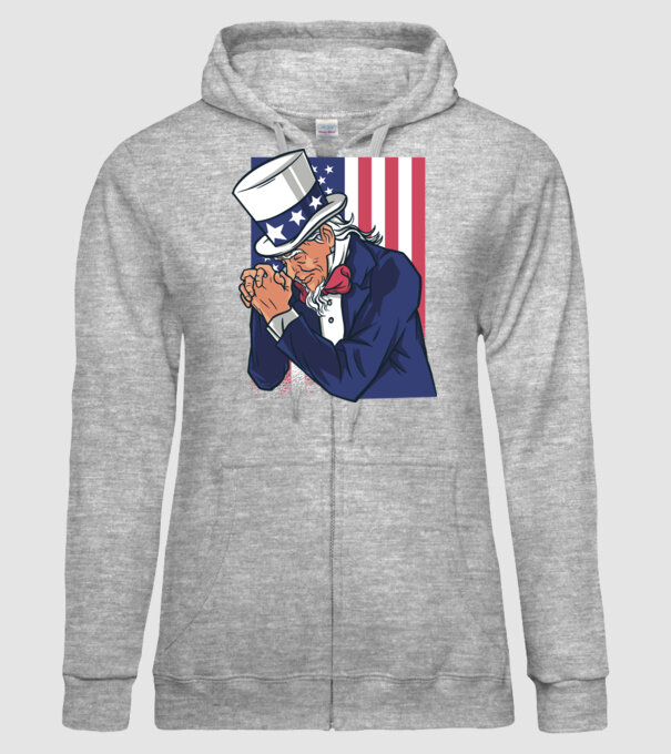 Uncle Sam se roagă model gri pe tricou