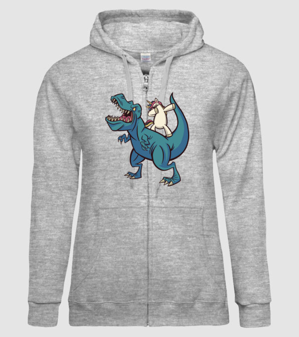 Unicorn DAB T-rex model gri pe tricou
