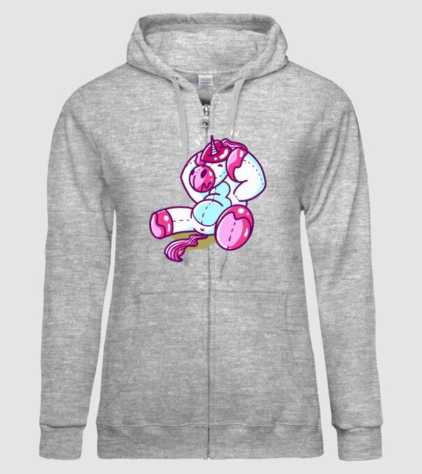 Unicorn cu inimă încornorată model gri pe tricou