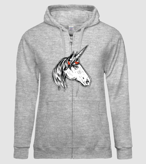 Cal Unicorn model gri pe tricou