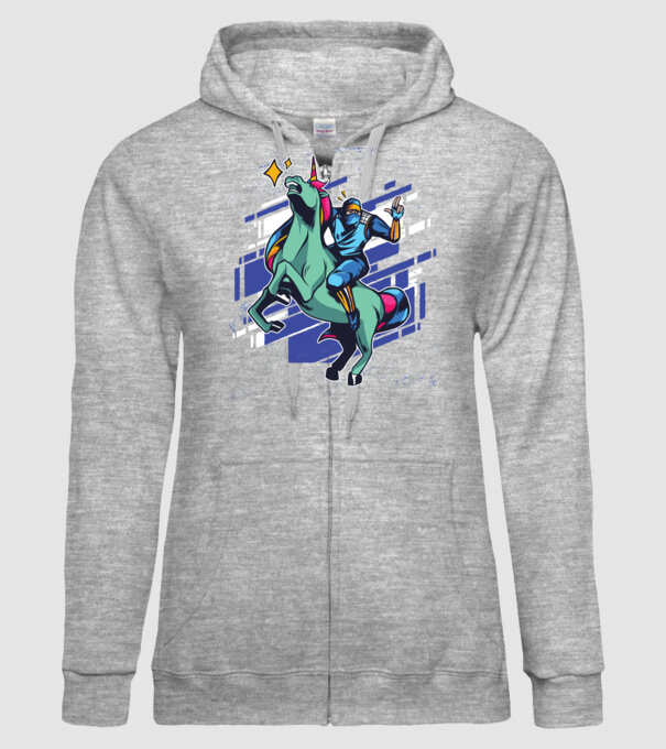 Unicorn Ninja model gri pe tricou