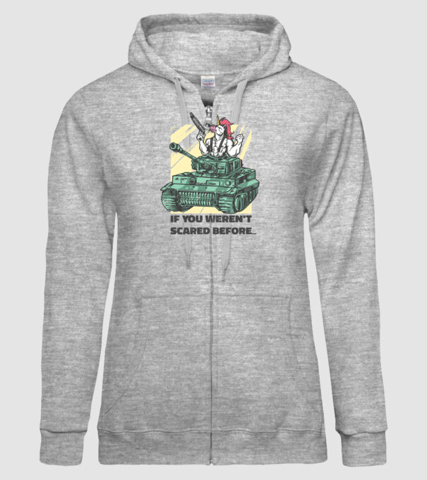 Unicorn Tanc model gri pe tricou