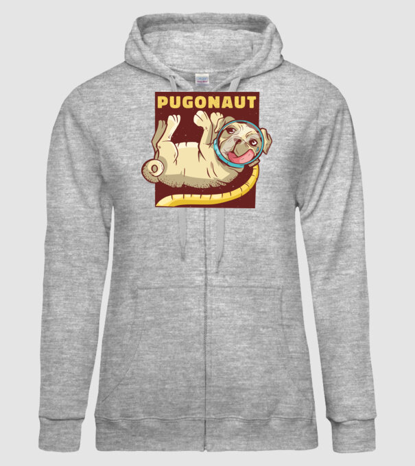 Mops Astronaut model gri pe tricou