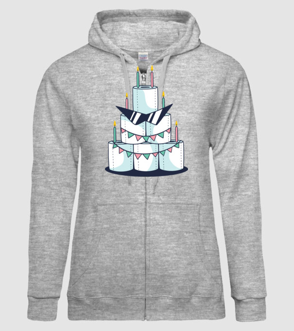 Tort de zi de naștere din hârtie igienică model gri pe tricou