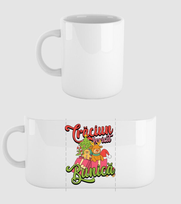 CRĂCIUN FERICIT BUNICĂ model alb pe tricou