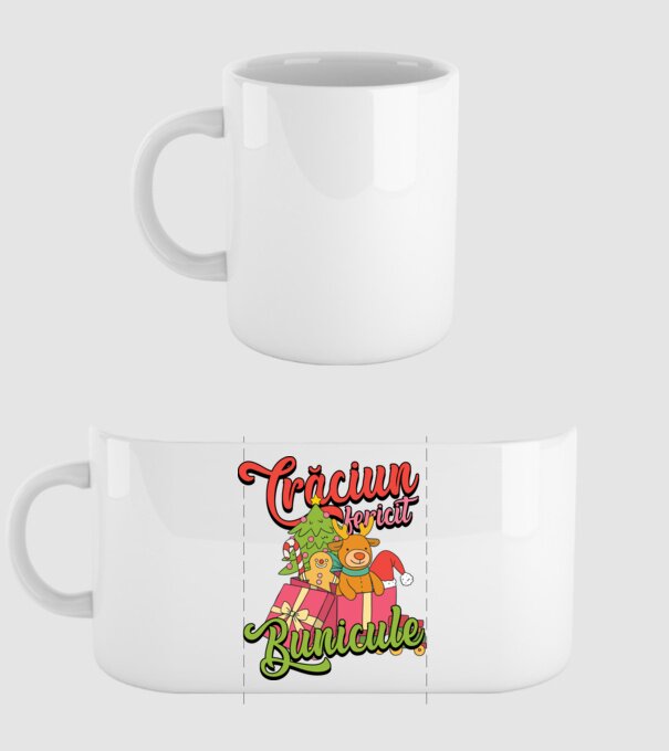CRĂCIUN FERICIT BUNICULE model alb pe tricou