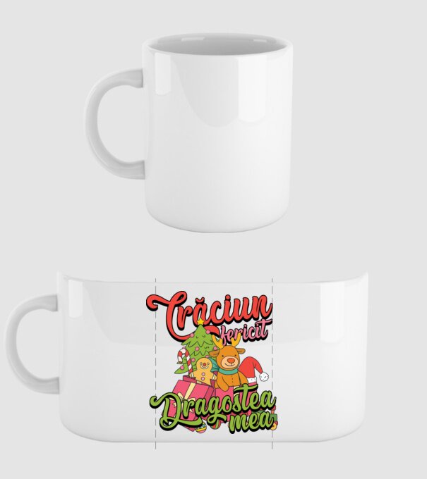 CRĂCIUN FERICIT DRAGOSTEA MEA model alb pe tricou