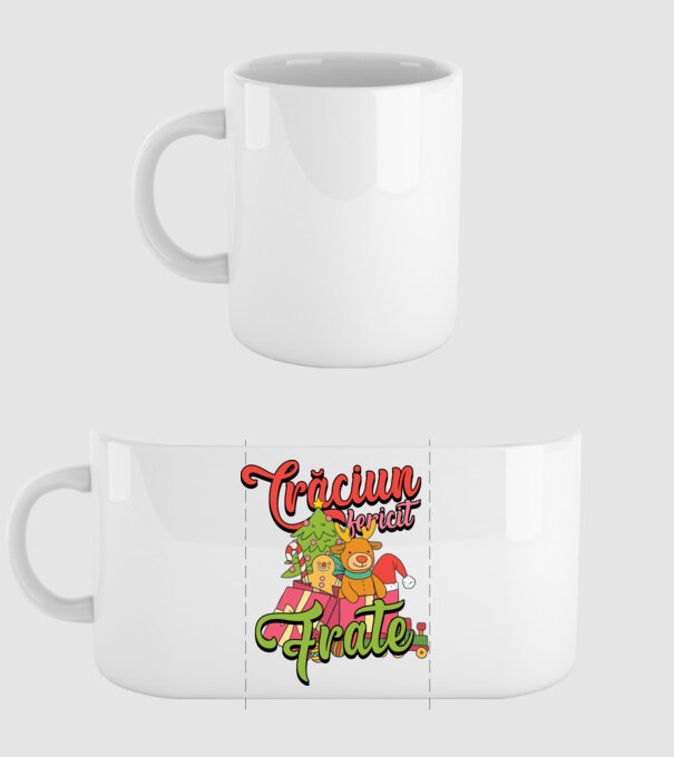 CRĂCIUN FERICIT FRATE / SORĂ model alb pe tricou