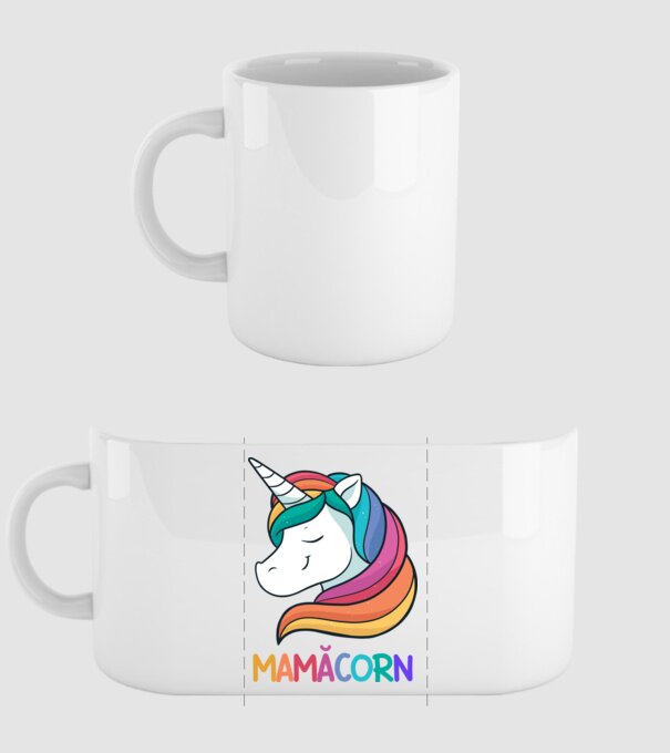 mamăcorn model alb pe tricou