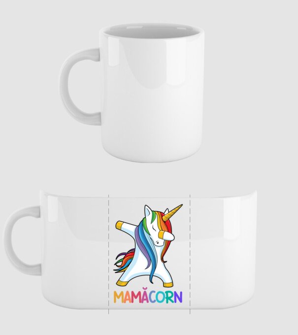 mamăcorn model alb pe tricou