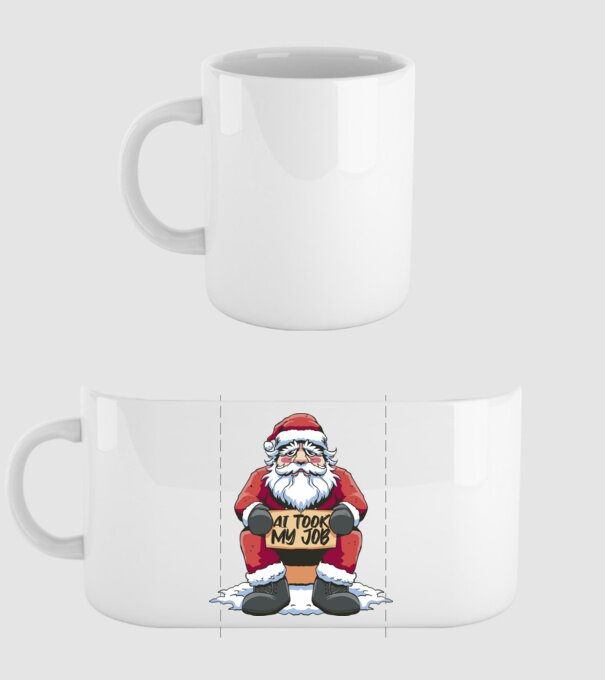 AI took my job Santa model alb pe tricou