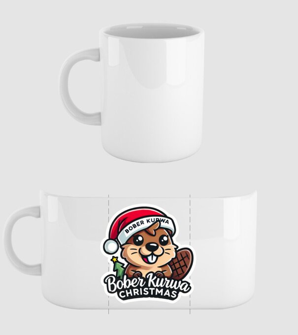 Bober Kurwa Christmas 1 model alb pe tricou
