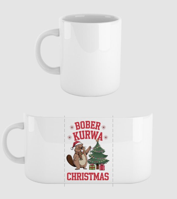 Bober Kurwa Christmas 3 model alb pe tricou