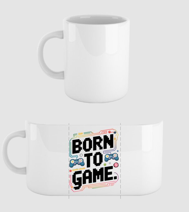 Born to Game Pixel Alb model alb pe tricou