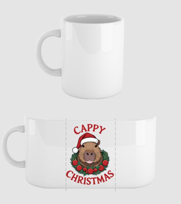 Cappy Christmas 2 model alb pe tricou