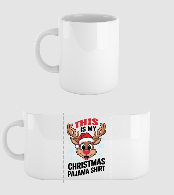 Christmas Pajama Reindeer Alb model alb pe tricou