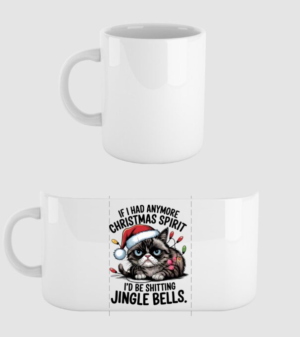 Christmas Spirit Grumpy Cat Alb model alb pe tricou