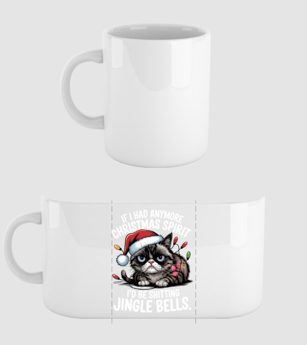 Christmas Spirit Grumpy Cat Negru model alb pe tricou