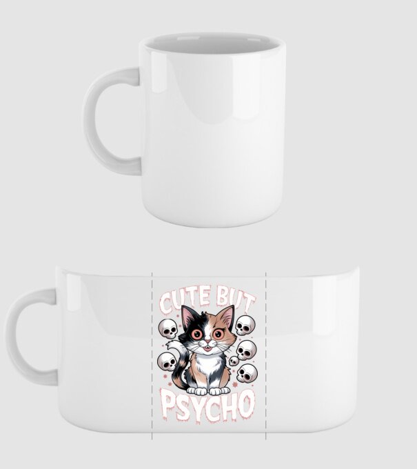 Cute, but Psycho pisică Negru model alb pe tricou