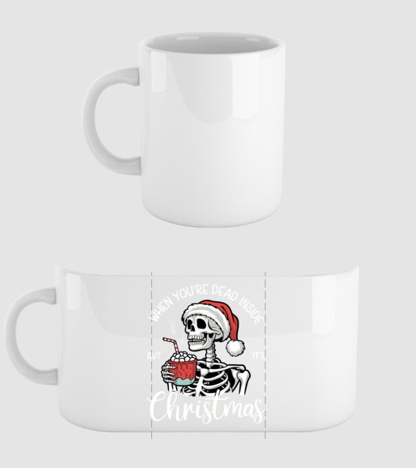Dead inside, but it's christmas Negru model alb pe tricou
