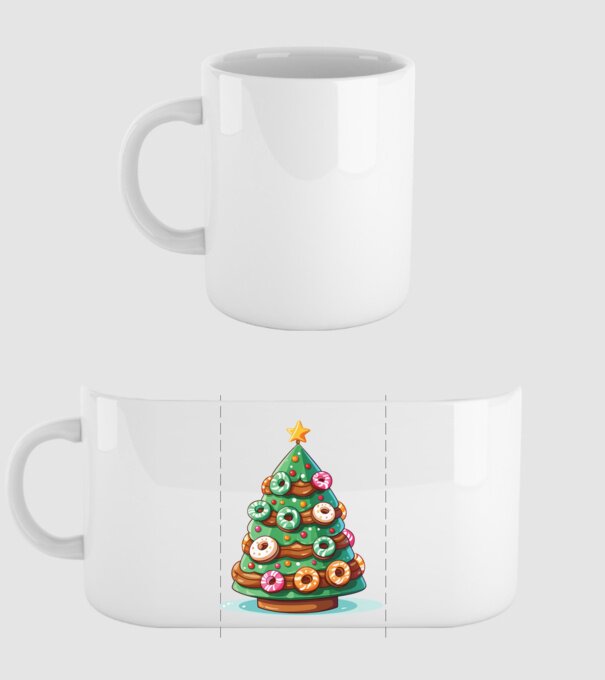 Doughnut pom de Crăciun model alb pe tricou