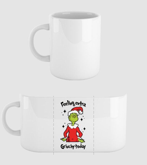 Feeling extra Grinchy today model alb pe tricou