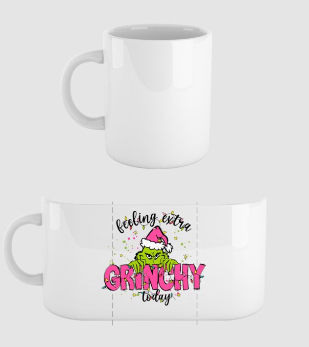 Feeling extra Grinchy today model alb pe tricou