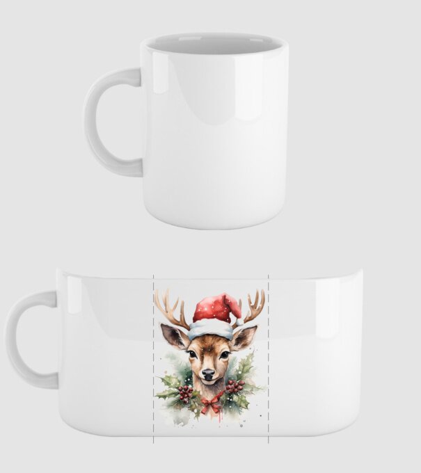 Festive Reindeer model alb pe tricou