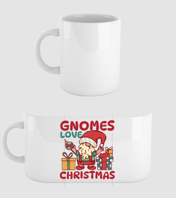 Gnomes LOVE Christmas model alb pe tricou