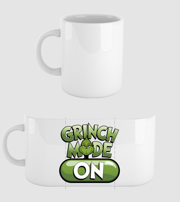 Grinch mode ON model alb pe tricou