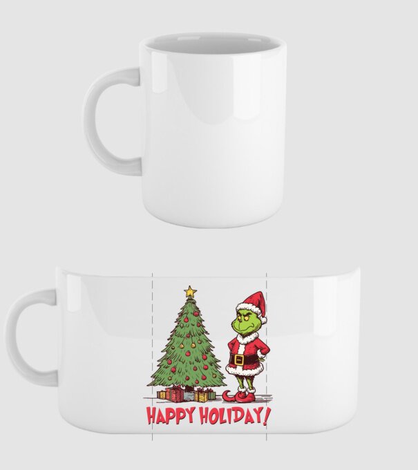 Happy Holiday Grinch model alb pe tricou