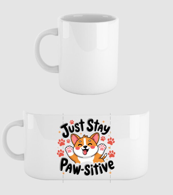 Just Stay Paw-sitive Alb model alb pe tricou