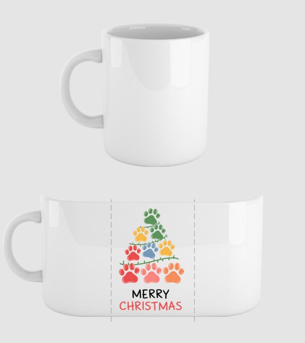 Merry Christmas Paws Alb model alb pe tricou