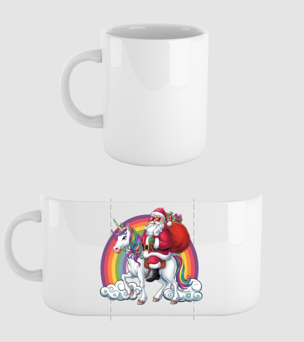 Moș Crăciun cool pe un unicorn 2 model alb pe tricou